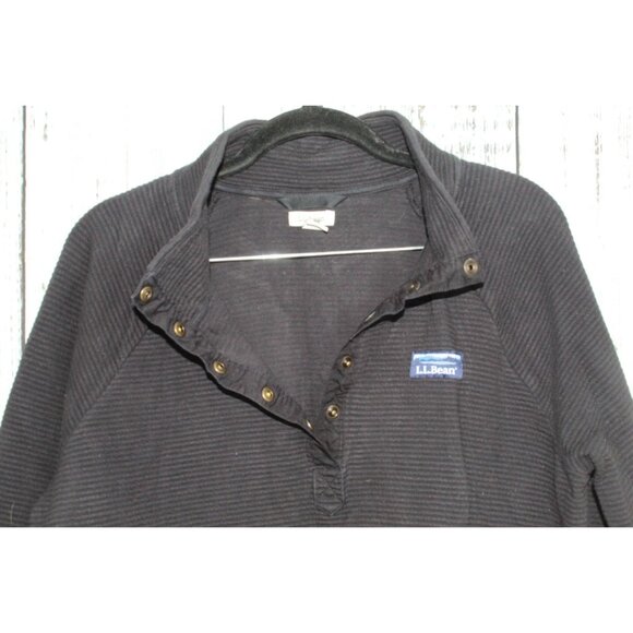 LL Bean Lakewashed Double Knit Quarter Snap Sweater Classic Navy Large - Picture 4 of 11